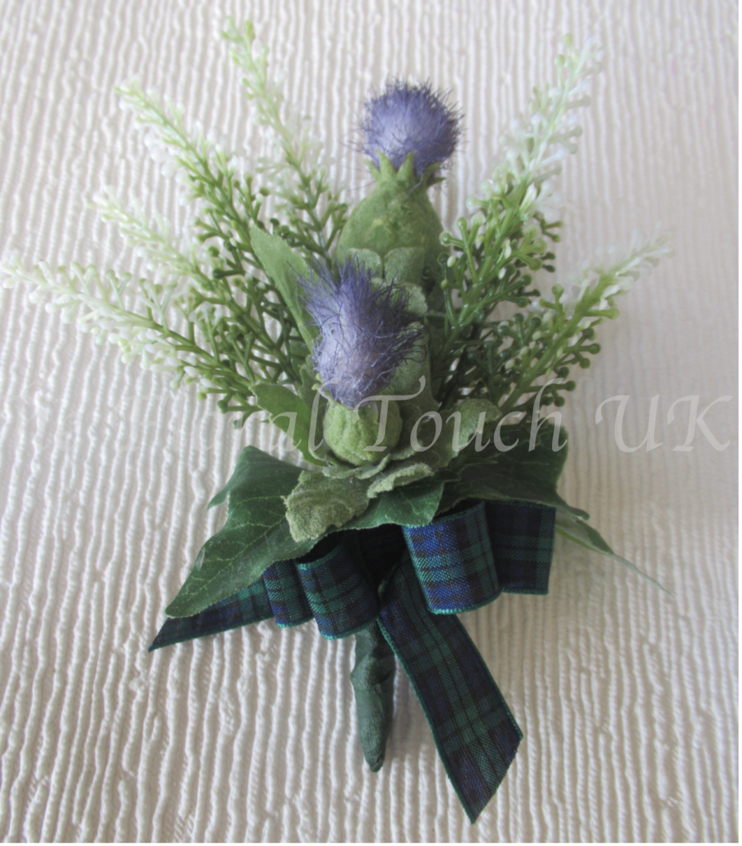 Scottish Thistle & Heather Buttonhole, scottish inspired wedding flowers
